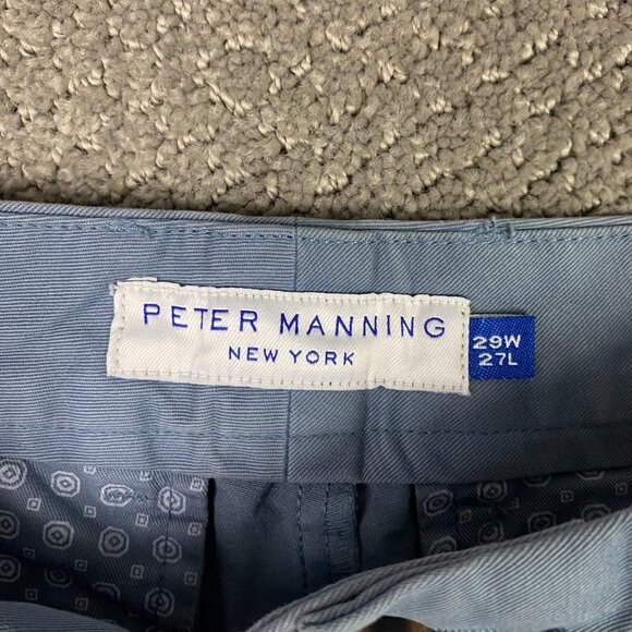 Peter Manning Classic Fit Chino Pants Men's 29 x 27 Actual 29 x 26.5 Blue Cotton - Picture 6 of 14